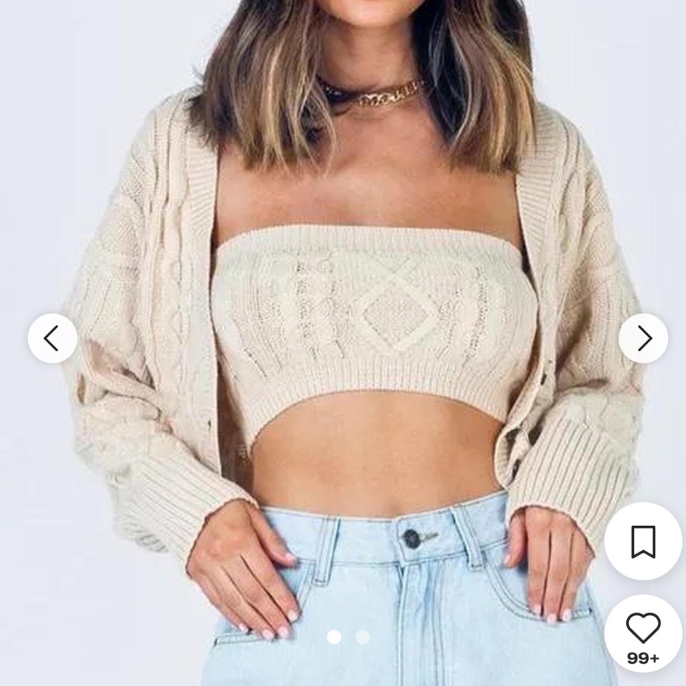Princess Polly cropped cardigan with matching bando